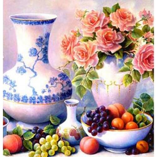 5D DIY Diamond Painting Square/Round Diamond Flower Painting Flower and Fruit Scenery Picture Cross Stitch Decoration Art WG3069