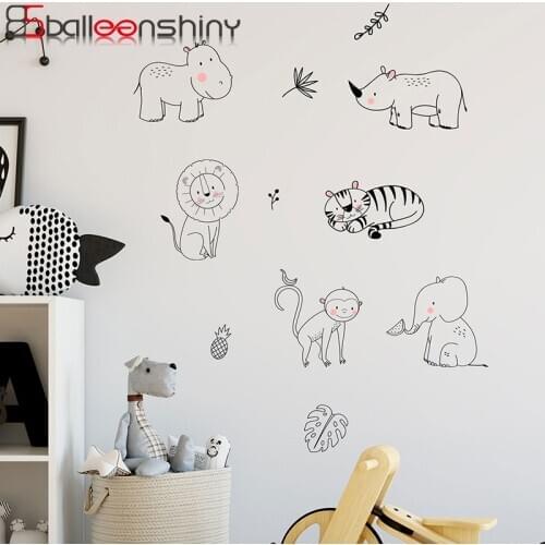 BalleenShiny Cartoon Animal Monkey Hippo Wall Sticker Baby Children Room Nursery Decoration Removable Home Dorm Mural Decals