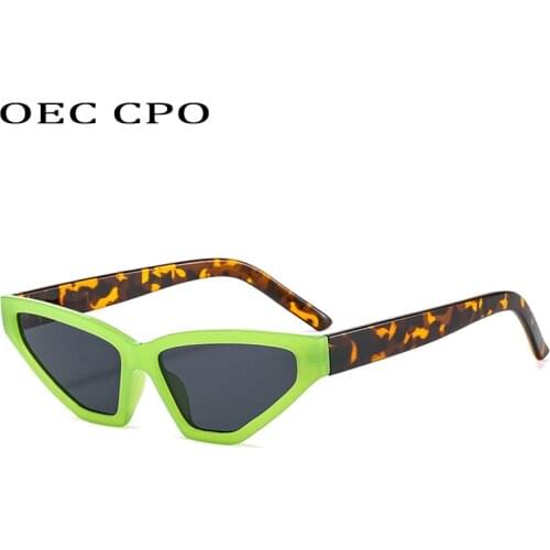 OEC CPO Elegant Cat Eye Sunglasses Women Vintage Green Black Big Frame Female Eyewear Brand Designer Sun Glasses Men UV400