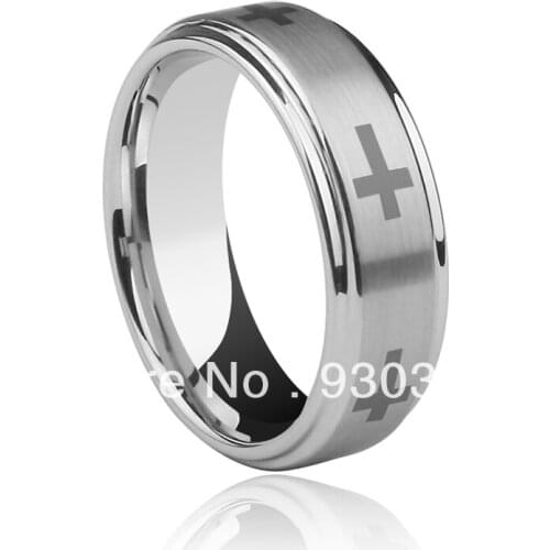 Free shipping customize tungsten cross Jewelry wedding bands for man
