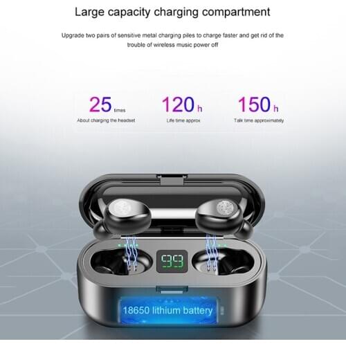 F9 TWS Wireless Earphone Bluetooth V5.0 Headphone Sports Headset airdots LED Display With 2000mAh Power Bank Microphone