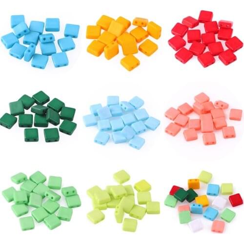 100/200/300pcs 8*8*4mm Two Hole Acrylic Seed Beads Miyuki Tila Spacer Beads for Diy Bracelet Necklace Jewelry Making Accessories