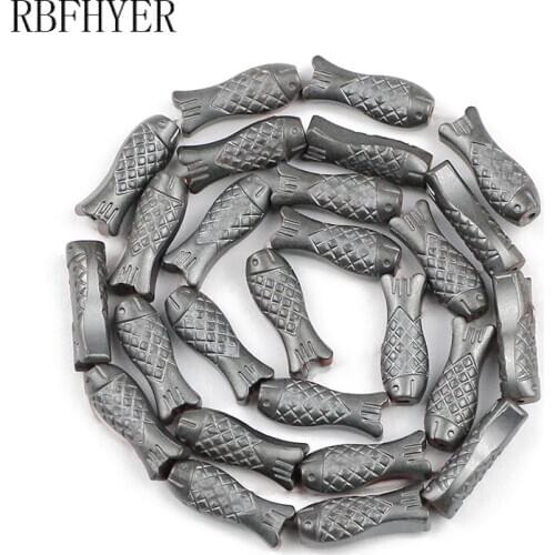 Matte Natural Black Hematite beads Fish Spacers Loose beads For Jewelry Making Needlework Beadwork Diy accessories Wholesale