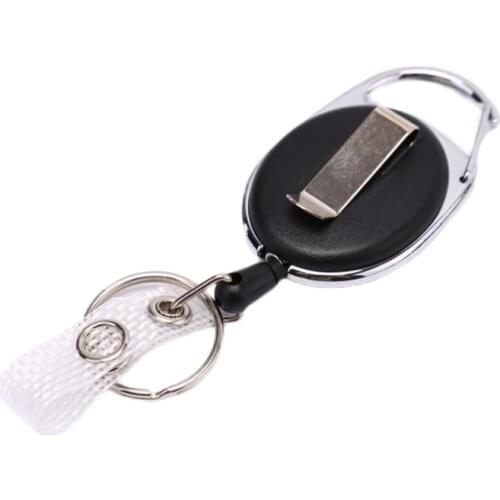 Black Wire Rope Keychain Badge Reel Retractable Recoil Anti Lost Yoyo Ski Pass ID Card Holder Key Ring Keyring Steel Cord