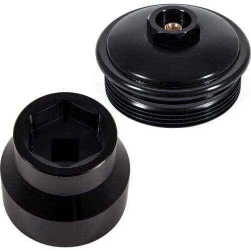 Chuang Qian 6.0L Billet Aluminum Fuel Filter Cap Powerstroke Diesel Fuel Filter/Oil Filter Flip Socket for Ford 2003-2007