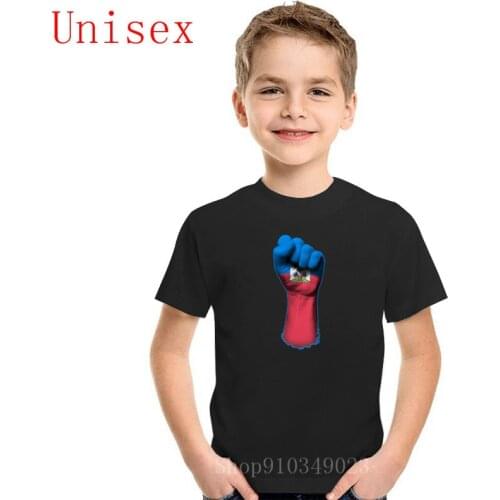 Children clothes Flag of Haiti on a Raised Clenched Fist Print kids t Shirt Boys clothes 2020 printed teenage girls clothing