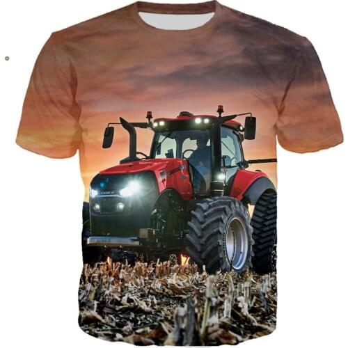 3D Printing New Car Tractor T-shirt Mens Hip Hop Ropa Hombre Casual Street Clothing Childrens Casual T-shirt Male Clothes