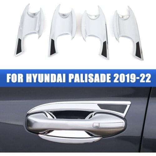 For Hyundai Palisade 2020-2022 ABS Chrome Door Handle Bowl Cover Cup Cavity Trim Insert Catch Molding Garnish