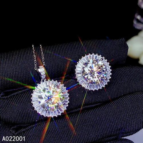 KJJEAXCMY fine jewelry natural Mosang Diamond 925 sterling silver women pendant necklace ring set support test classic
