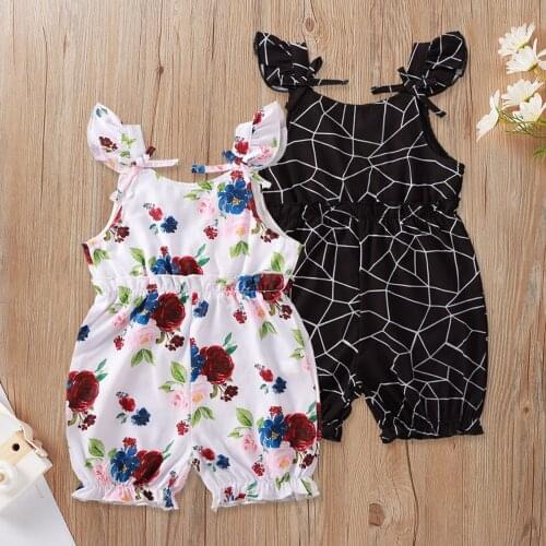 Girl Summer Clothes 2021 Fashion Print Bodysuit Newborn Infant Baby Girls Slip Ruffle Romper Floral Print Jumpsuit Romper Set