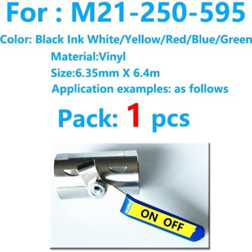 M21-250-595 Vinyl Label tape Width 6.35mm Length 6.4 mm wire marking sleeves For BMP21 PLUS Printer BMP21 LAB Black on Whtie Red