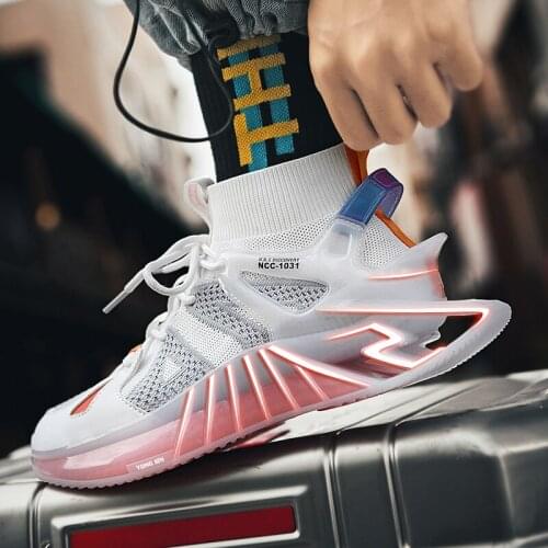 Men Shoes High-top Men Socks Shoes 2021 New Mens Sneakers Breathable Running Shoes Outdoor Damping Jogging Shoes Male Sneakers