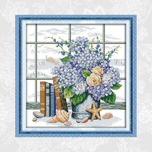 Elegant Corner Patterns Counted Cross-stitch 11CT 14CT DIY Embroidery Canvas Sets Home Decor Needlework Cross Stitch Kits