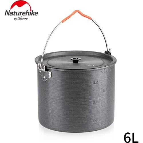 Naturehike 6L 10L Camping Hanging Pots Outdoor Campfire Cookware Picnic Cooking Pots Fits for Camping Tripod With Folding Handle
