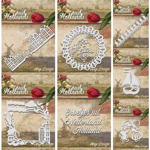 Piggy Craft metal cutting dies cut die mold Windmill edge wreath frame Scrapbook paper craft knife mould blade punch stencils