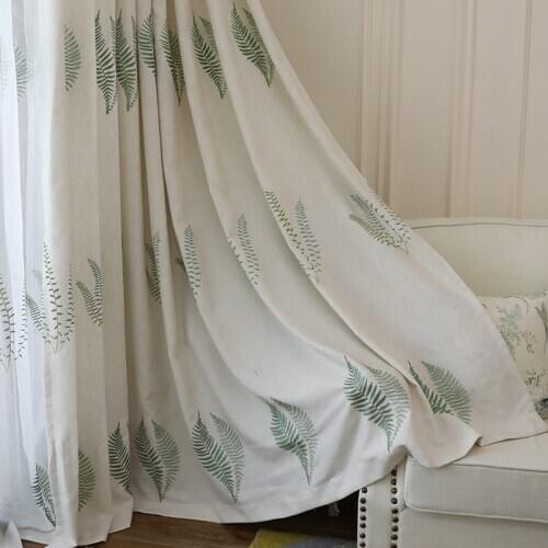 Embroidered Pastoral Country Simple and Elegant Curtains Simple Linen Living Room Bedroom Balcony Bay Window Curtains
