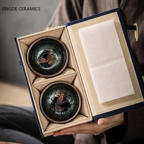 Chinese Ceramic Porcelain Tea Cup Bowl Teaware Kiln Change Master Hat Tea Cup Tea Cup Set Give Someone A Gift with Gift Box