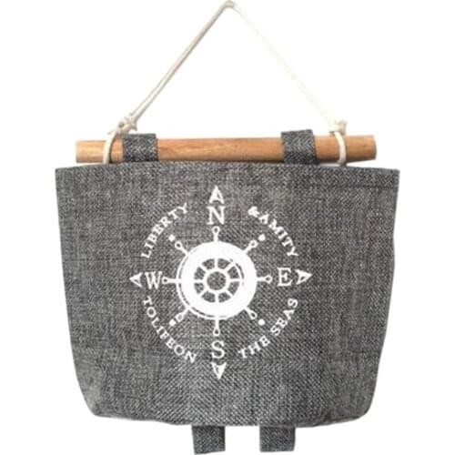 Grey Wall Hanging Storage Bag Sundries Organizer Hanger Cotton Linen Bags