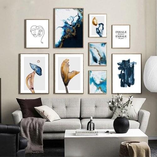 Modern Abstract Painting Canvas Wall Art Posters and Prints for Living Room Nordic Scandinavian Decor for Home Room Frameless