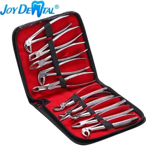 Dental Extraction Forceps Set Surgical Tooth Extracting For Adults Children Stainless Steel Pliers Zipper Leather Bag Packaging
