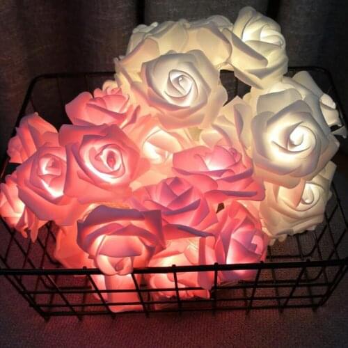 LED Rose Flower String Lights 10/20/40 USB/Battery Operated Artificial Flower Bouquet Light Garland for Valentines Day Wedding