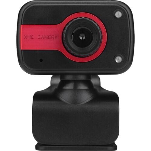 USB Webcam with Microphone HD Web Camera 2LED Night Vision School Meeting Working Ornaments for Win 10 8 7 XP Red