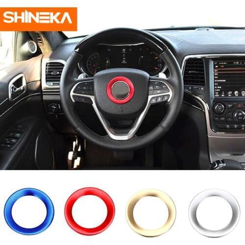 SHINEKA Interior Mouldings For Jeep Grand Cherokee 2014-2016 Steering Wheel Center Cover Trim Ring Sticker For Grand Cherokee