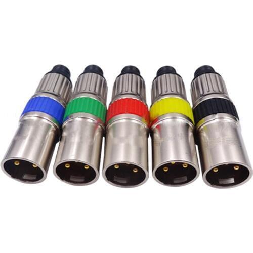 High quality 100pcs/lot gold plated 3 Pin XLR Connector with different color 50 PCS male & 50 PCS female
