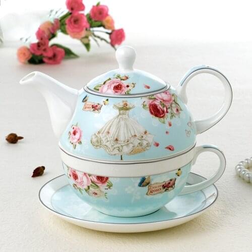 Wourmth British Creative one Teapot one Tea Cup Set Ceramic Kettle Flower Teapot Portable Office Personal Travel Tea Sets