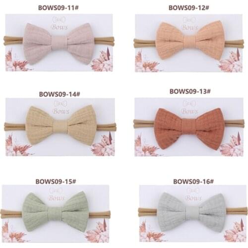 Baby Girls Elastic Bow Headband Solid Color Bowknot Hair Band Turban Headwear