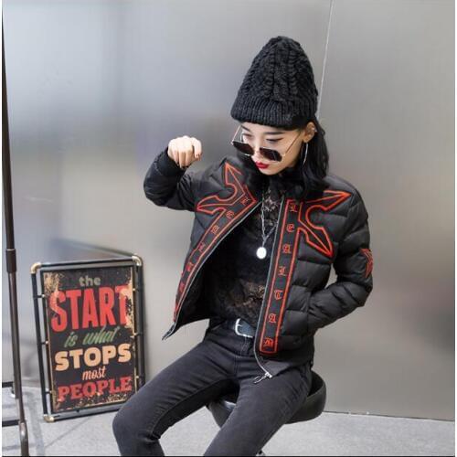 Winter cotton women short paragraph 2020 autumn and winter new embroidered cotton clothing small cotton jacket Slim fashion tide