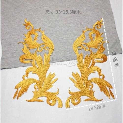 1 Mirror Pair Gold Silver Applique Clothing Embroidery Patch Fabric Adhesive Sticker Iron On Patch Craft Sewing Repair