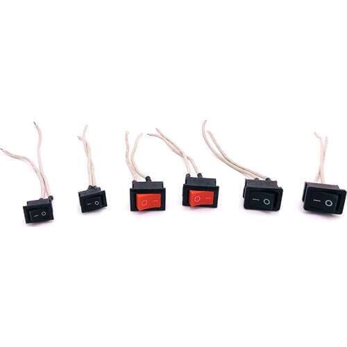 10pcs Black Red Rocker Switch 20 Amp DC, Round Light 12 V Volt Kit Car 2Pin Switch Cable Wire Square Switch