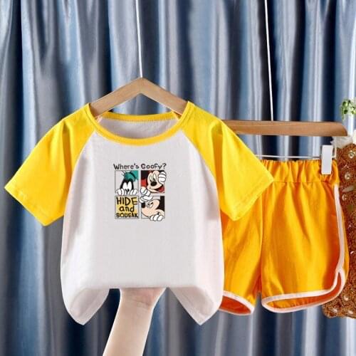 2021 Summer Childrens T-shirt +shirts Two-piece Set Cotton Disney Mickey Kids Clothing Set Girls Boys Clothing Sets 2-8 Years