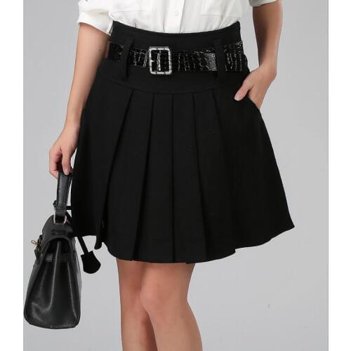 2020 Women Autumn Winter Skirt Slim High Waist Pleated Skirt Fashion Casual Woolen Skirt Skirts Women LY71