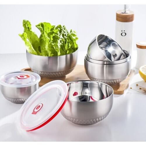 304 stainless steel bowl double-layer anti-scalding and heat-insulating childrens bowl anti-fall household eating utensils