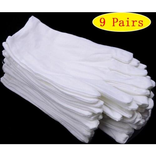 5/9Pairs White Cotton Work Gloves for Dry Hands Handling Film SPA Gloves Ceremonial High Stretch Gloves Household Cleaning Tools