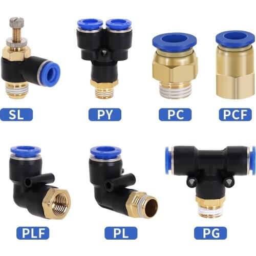 Pneumatic Air Connector Fitting PC/PCF/PL/PLF 4mm 6mm 8mm Thread 1/8" 1/4 3/8 1/2 Straight Hose Fittings Pipe Quick Connectors