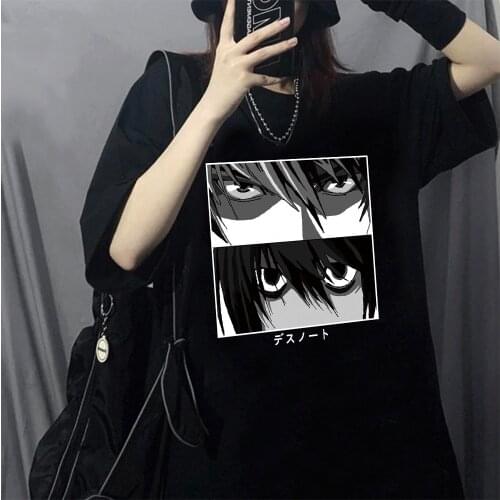 Japanese Anime Death Note Cartoon Tshirt Kira L Graphic Tees Harajuku Summer Men Women Tops Unisex Tee