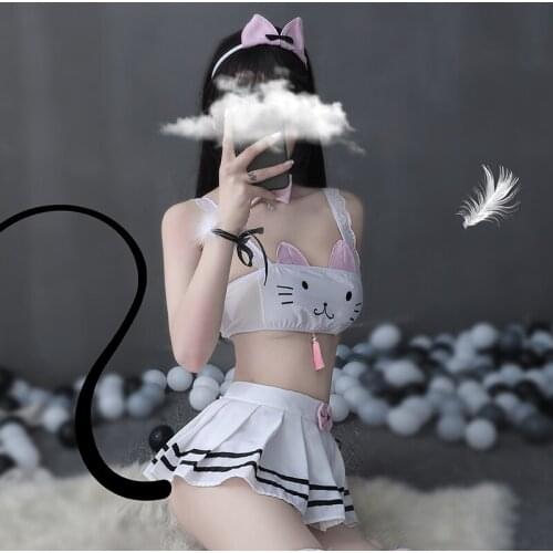Kawaii Sexy Cat Cosplay Outfit Naughty Lingerie Anime Erotic Role Play Bunny Suit Cute Underwear Halloween Costume for Women Hot