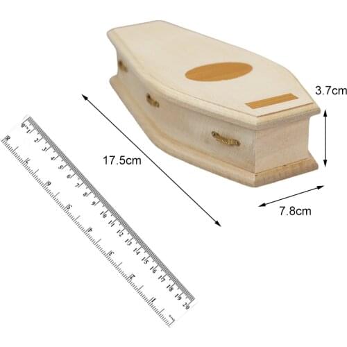 1:12 Doll House Mini Wood Coffin Simulation Supplies Halloween Scenery