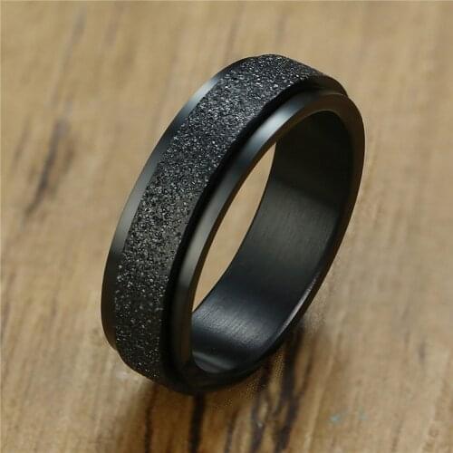 LETAPI 2021 Punk Vintage Black Luxury Stainless Steel Matte Wedding Engagement Ring for Men Fashion Jewelry