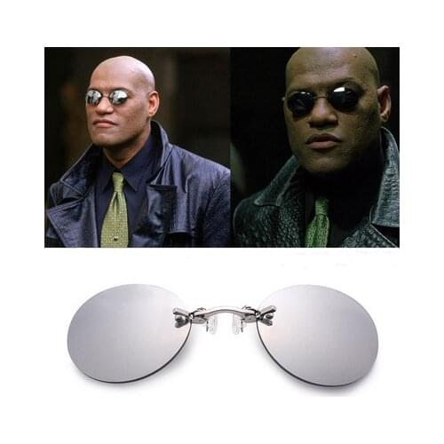 Fashion Clip On Nose Sunglasses Men Vintage Mini Round Sun Glasses Hacker Empire Matrix Rimless Sunglasses UV400