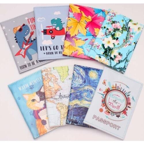 Fashion Cute Cat &Duck Animals Cartoon Passport Cover Men Women PU Leather Travel Passport Holder Case Card ID Holders 14.5*10cm