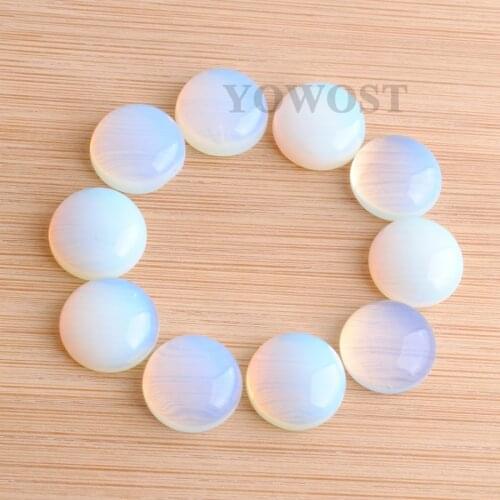Natural Cabochon Stone Opal 14mm Flat Back Patch Accessories for DIY Jewelry Making Cute Stud Earring Findings 20Pcs/lot QU3274