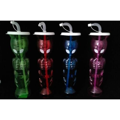 PVC plastic pearl milk tea burst milk cola beverage space singular 650ml wedding festival childrens Straw water bottle