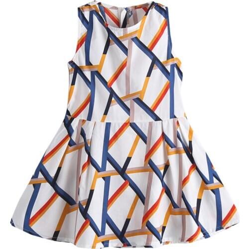 Toddler Girls Dress Summer Baby Kids Sleeveless geometric Print Dress Clothes Dresses vest cool Clothing