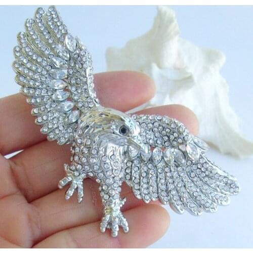 Unique Animal Bird Eagle Brooch Pin Pendant Clear Rhinestone Crystal EE04717C11