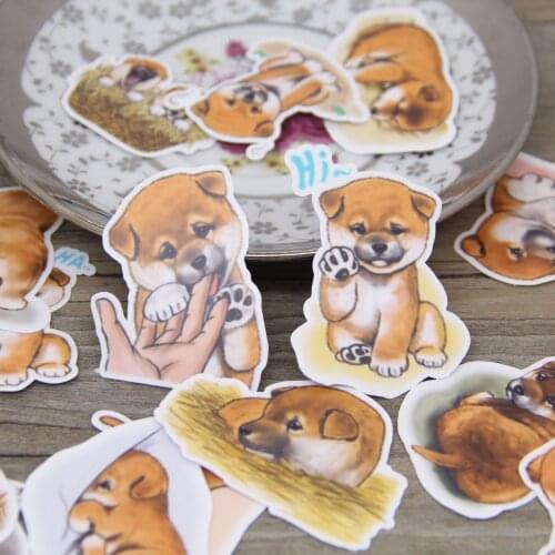 Waterproof Cute Puppy Akita Dog Shiba Inu Animal DIY Scrapbooking Sticker Pack for Kids Children Gift Planner Journal Crafts