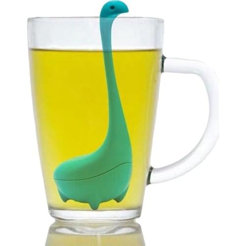 1pc Silicone Tea Infuser Dinosaur Loose Leaf Tea Infusers with Long Handle Silicone Tea Steeper with Gift Box Silicone Strainer